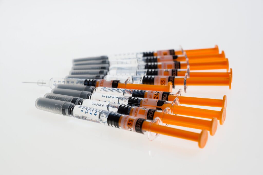 several syringes used for botox injections