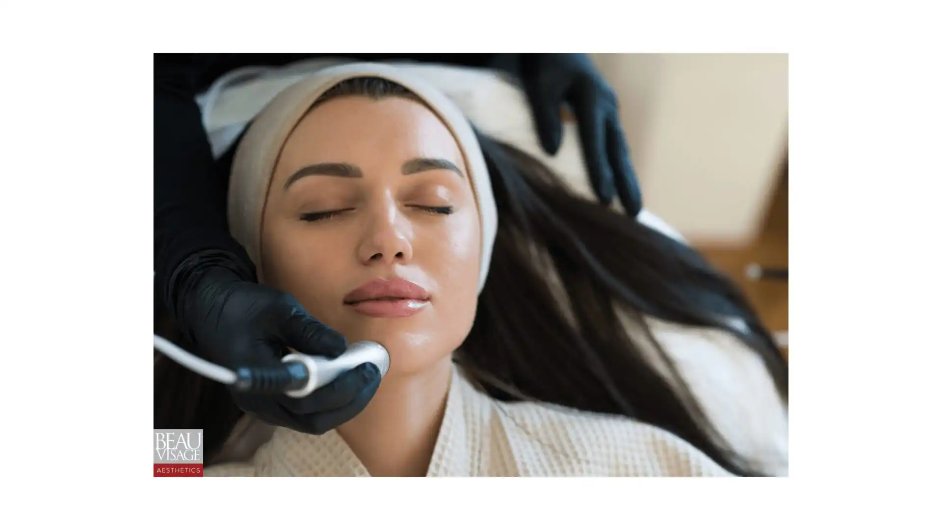 Woman receiving facial treatment.