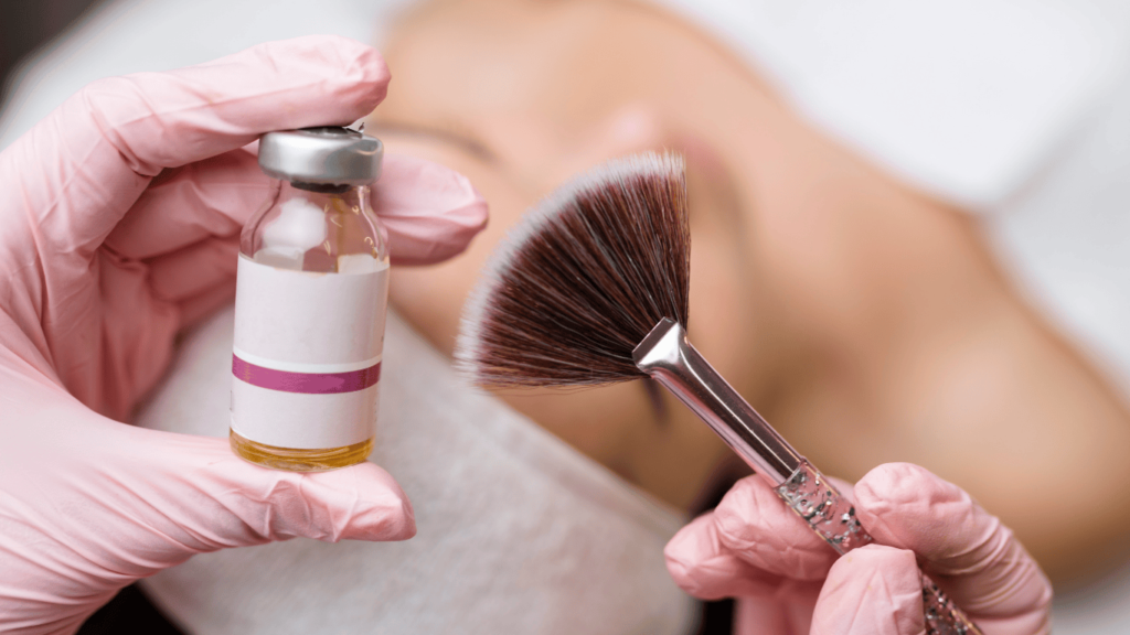 A person is getting a chemical peel treatment